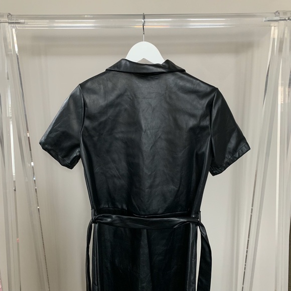 MISSGUIDED Faux Leather Shirt Dress in Black US 2 - Picture 5 of 9